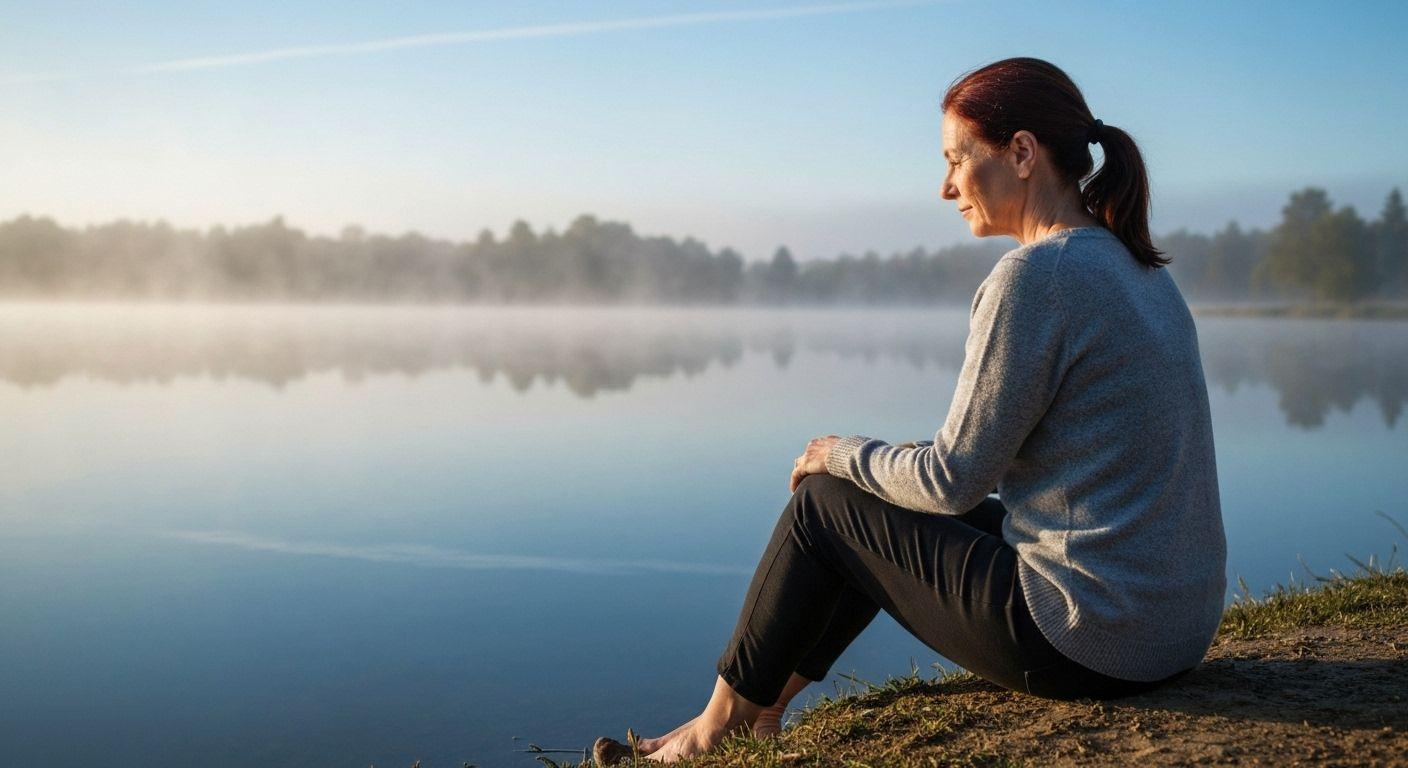 woman at lake